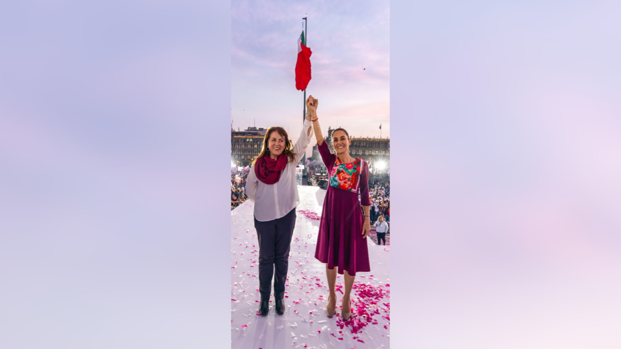 Margarita González Saravia muestra su apoyo a Claudia Sheinbaum en el Zócalo capitalino