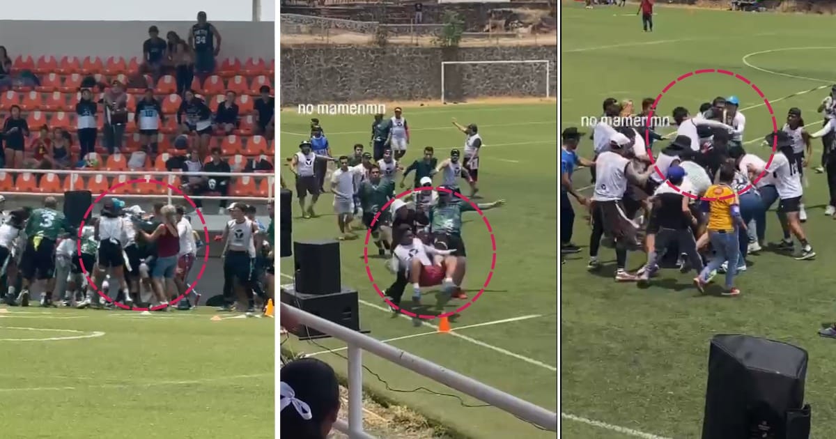 (VIDEO) Se arma la campal en partido de tocho en campo de la UAEM