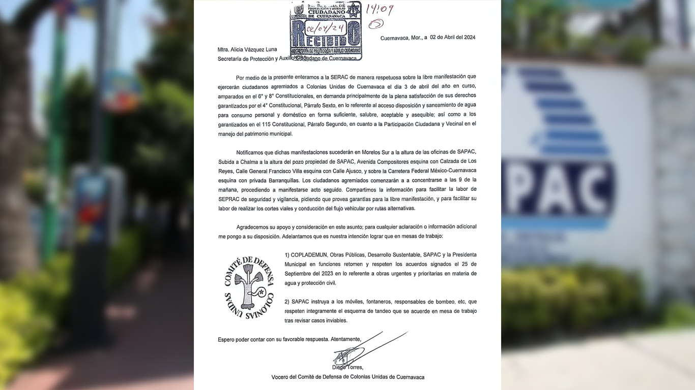 Realizarán manifestaciones en distintos puntos de la ciudad por falta de agua en Cuernavaca