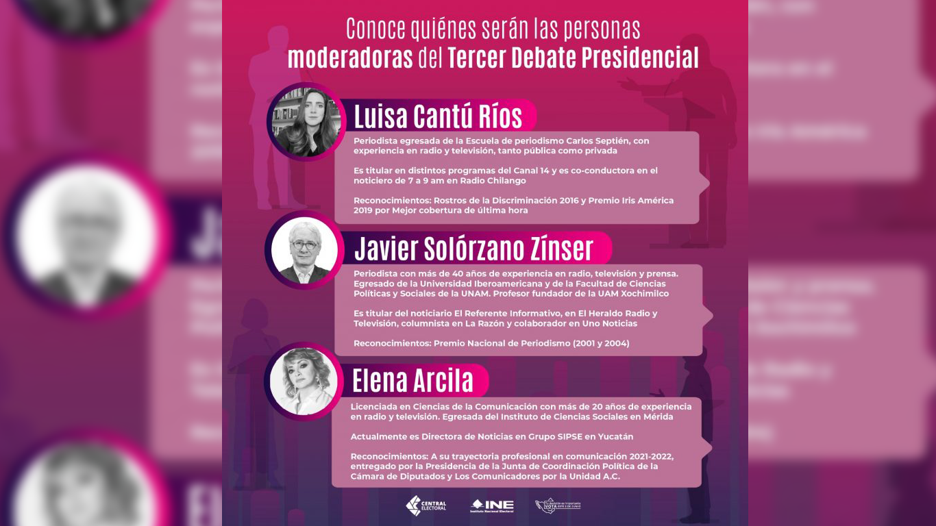 Estos son los moderadores, temas y estructura del 3er Debate Presidencial