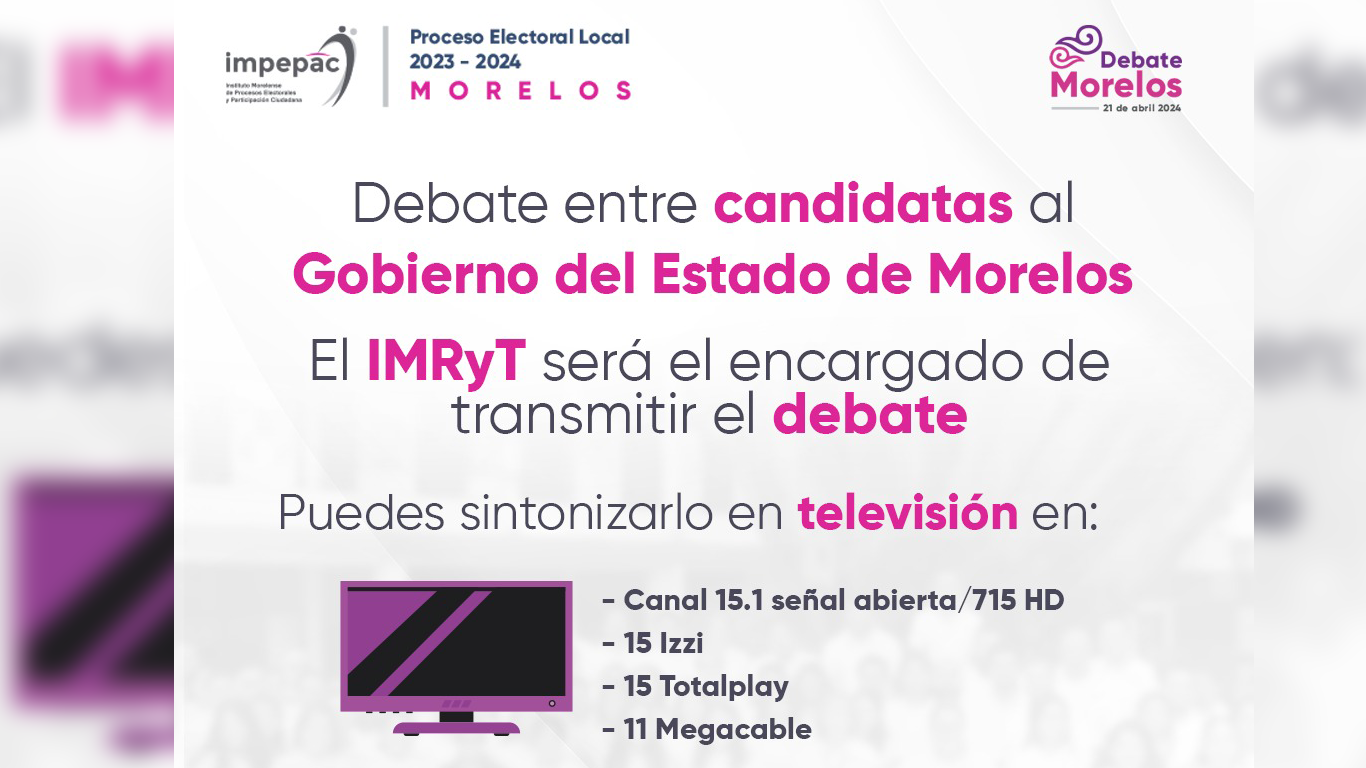Todo listo para el debate entre candidatas a la gubernatura de Morelos: IMPEPAC