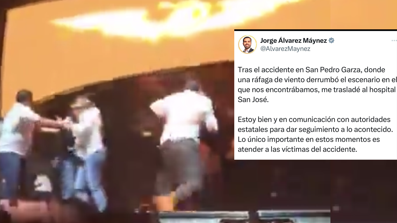 Máynez es llevado al hospital tras colapso de escenario en Nuevo León