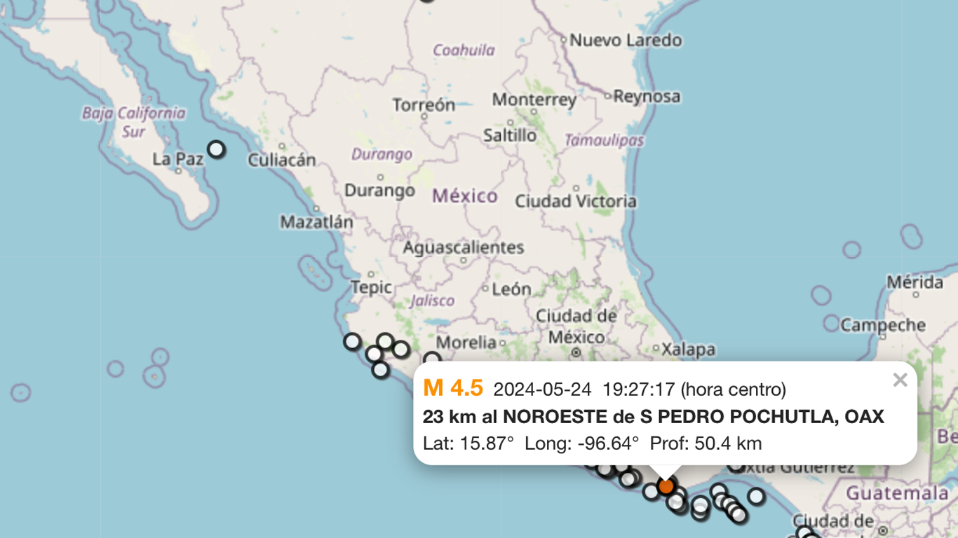 Disminuye la actividad sísmica en México durante las últimas 24 horas: SSN