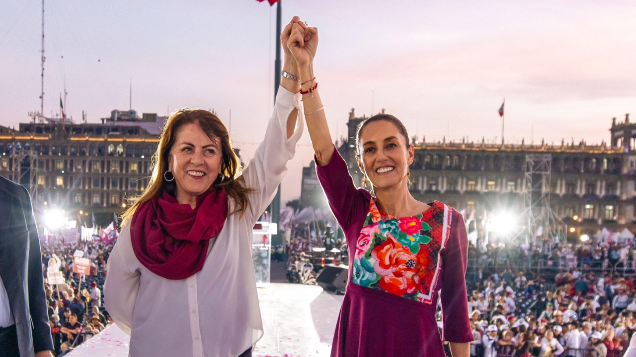 Claudia Sheinbaum celebra triunfo electoral de Margarita González Saravia