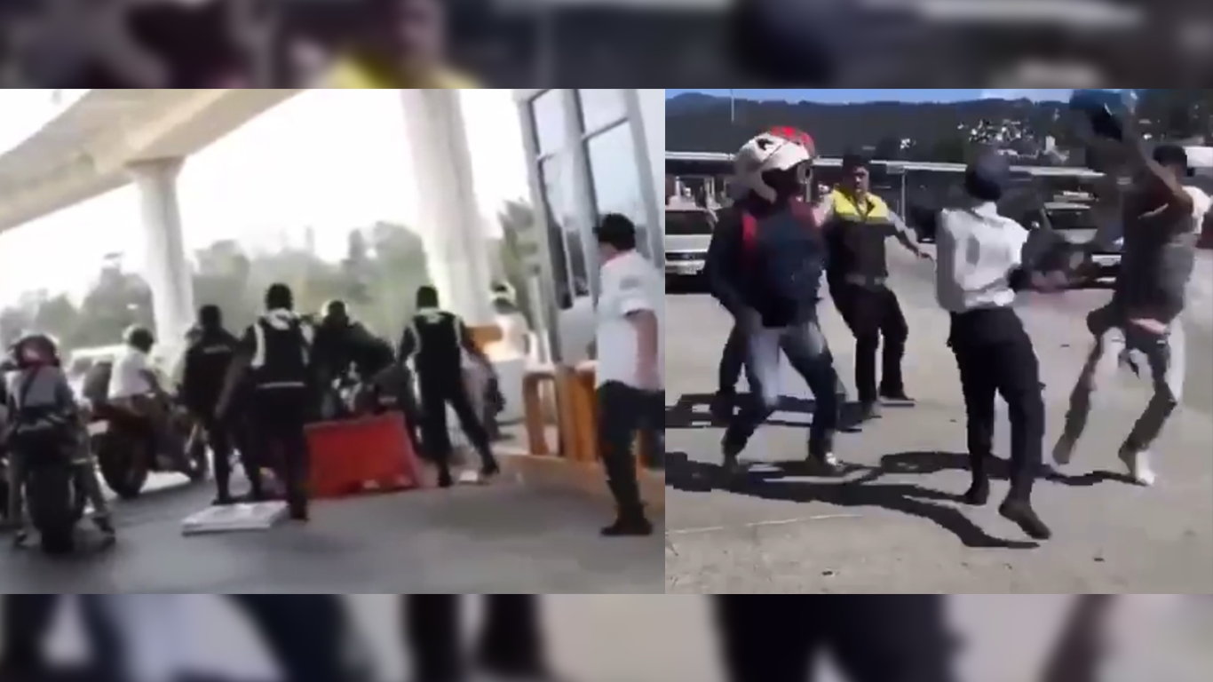 Bikers se enfrentaron con seguridad privada y GN por no pagar caseta de Tlalpan
