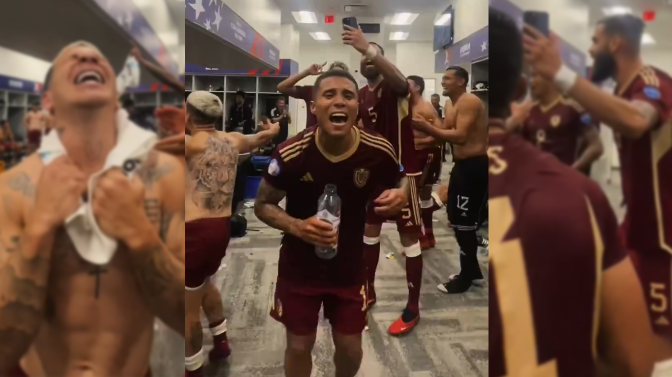 Así festejaron los jugadores de Venezuela su triunfo ante México