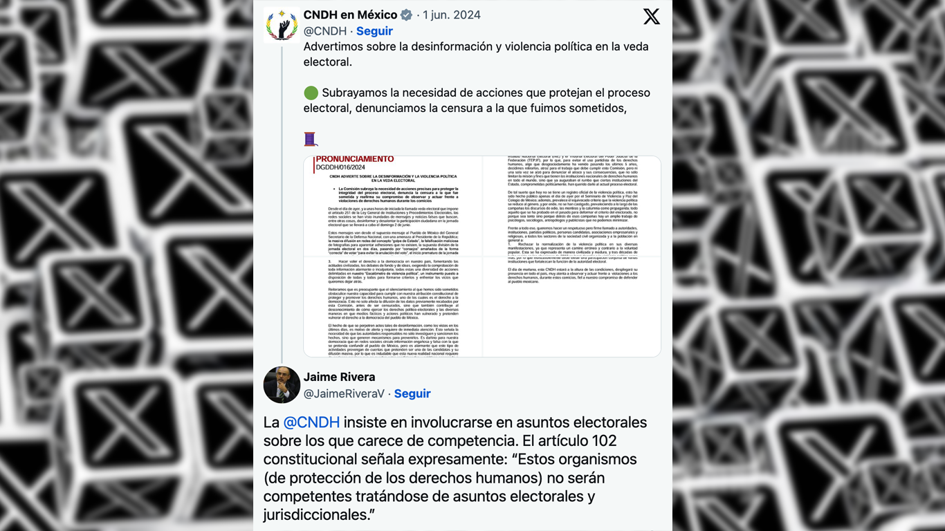 INE exhorta a la CNDH a abstenerse de intervenir en asuntos electorales