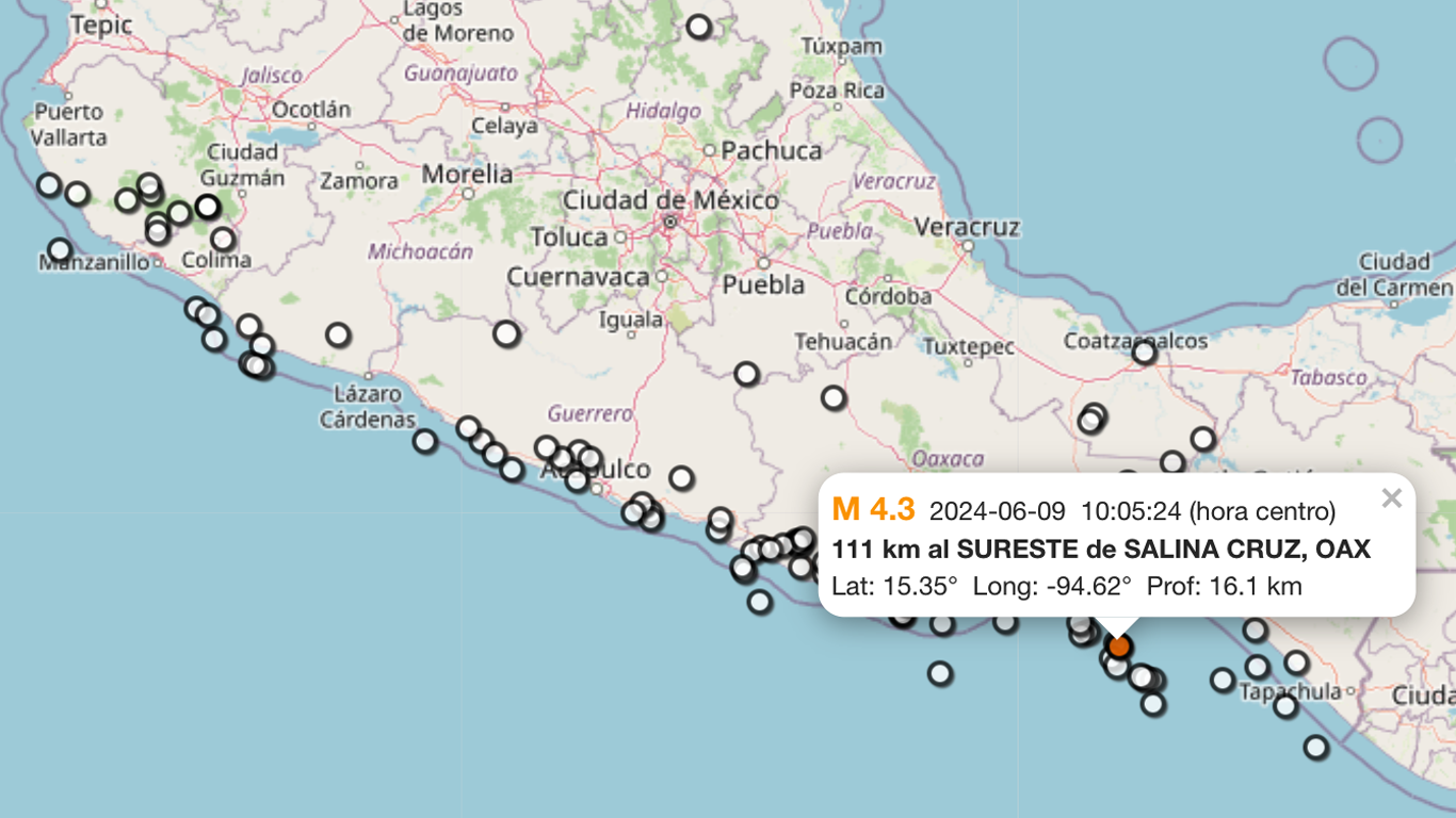 Servicio Sismológico Nacional informa sobre 65 sismos en México este domingo