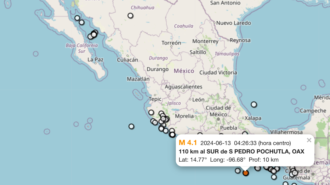 Servicio Sismológico registró 52 sismos en México este jueves