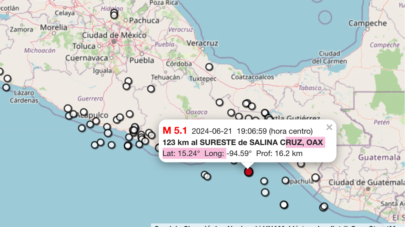 50 sismos sacuden México este viernes 21 de junio; el más potente de 5.1 M