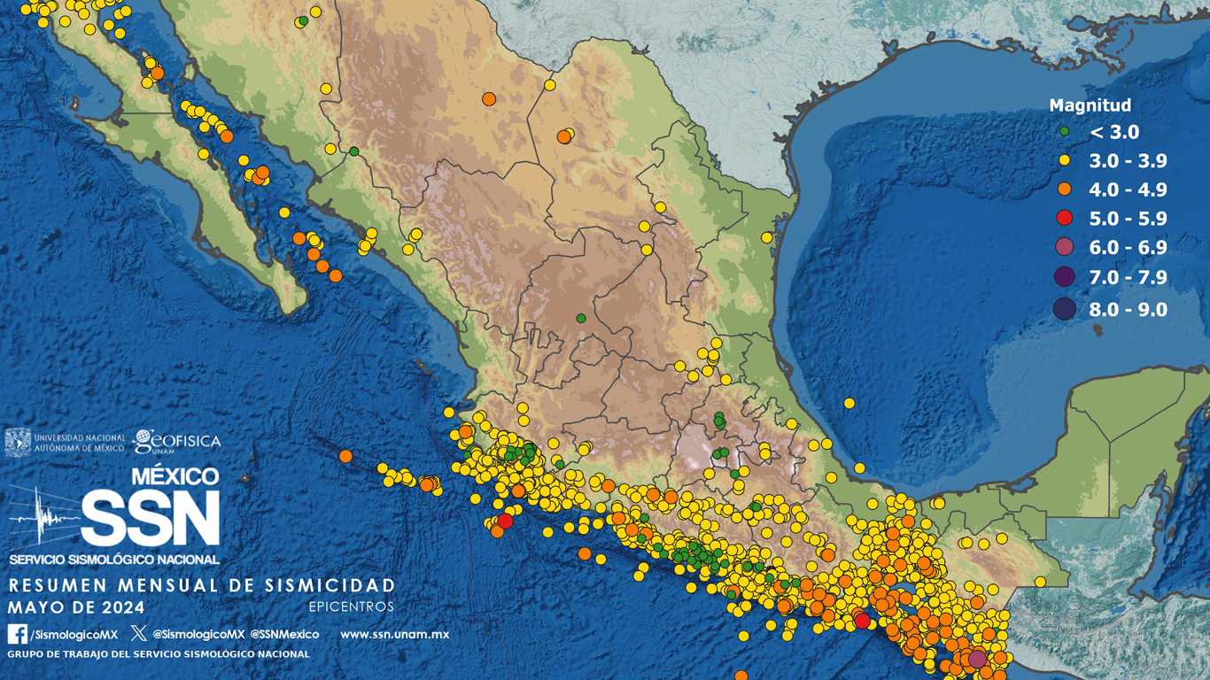 SSM registró más de 2400 Sismos en México durante mayo