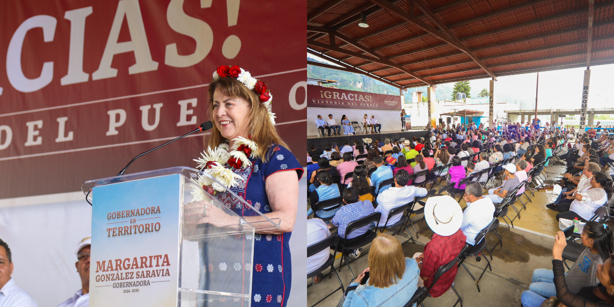 La gobernadora electa en Morelos estuvo en Tepoztlán en donde recibió el Bastón de Mando. 