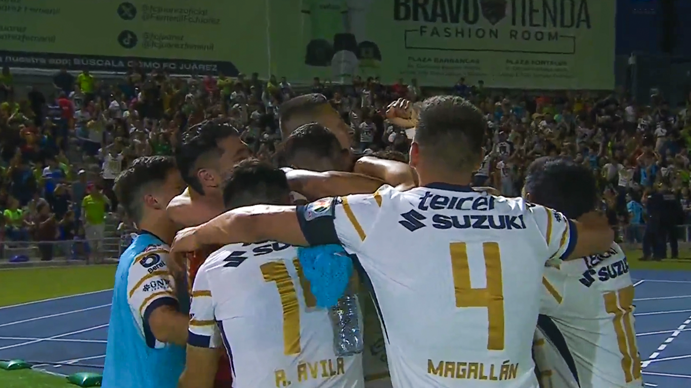 Pumas continúa invicto; venció 2-1 a Juárez y es sublíder general