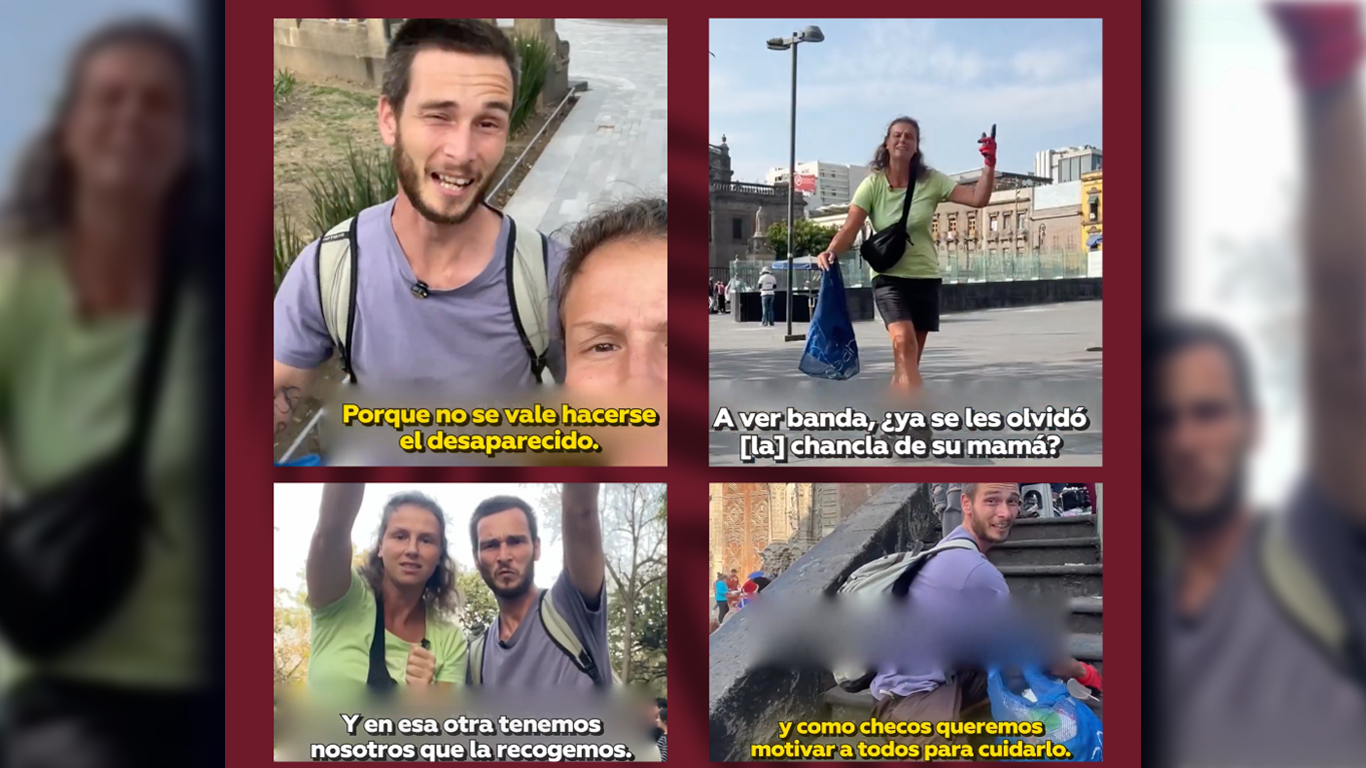 Pareja checa da cátedra de limpieza en las calles de la CDMX