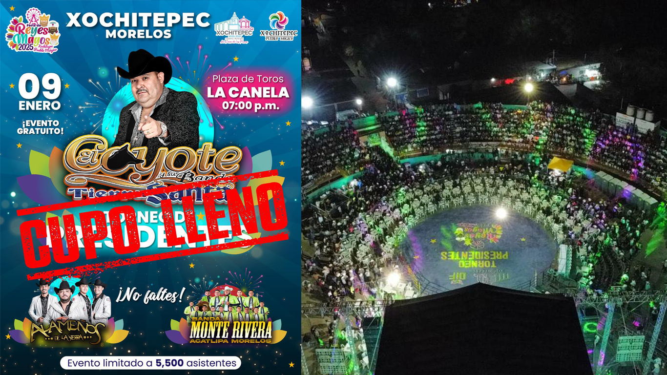 Lleno total esta noche en presentación de El Coyote en Xochitepec