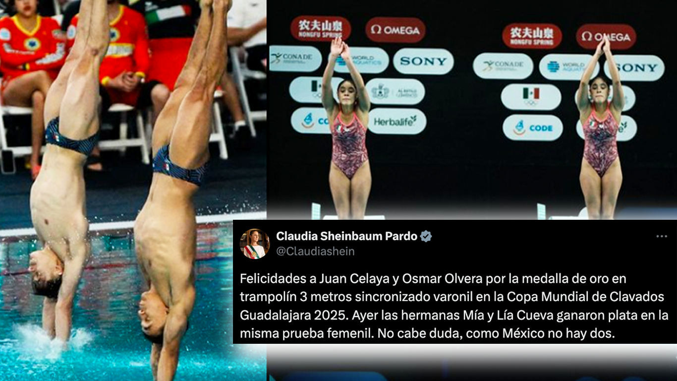 Sheinbaum celebra triunfos mexicanos en la Copa Mundial de Clavados