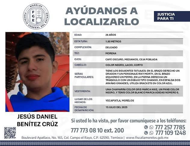Fallece joven reportado como desaparecido en Yecapixtla; investigan crimen pasional