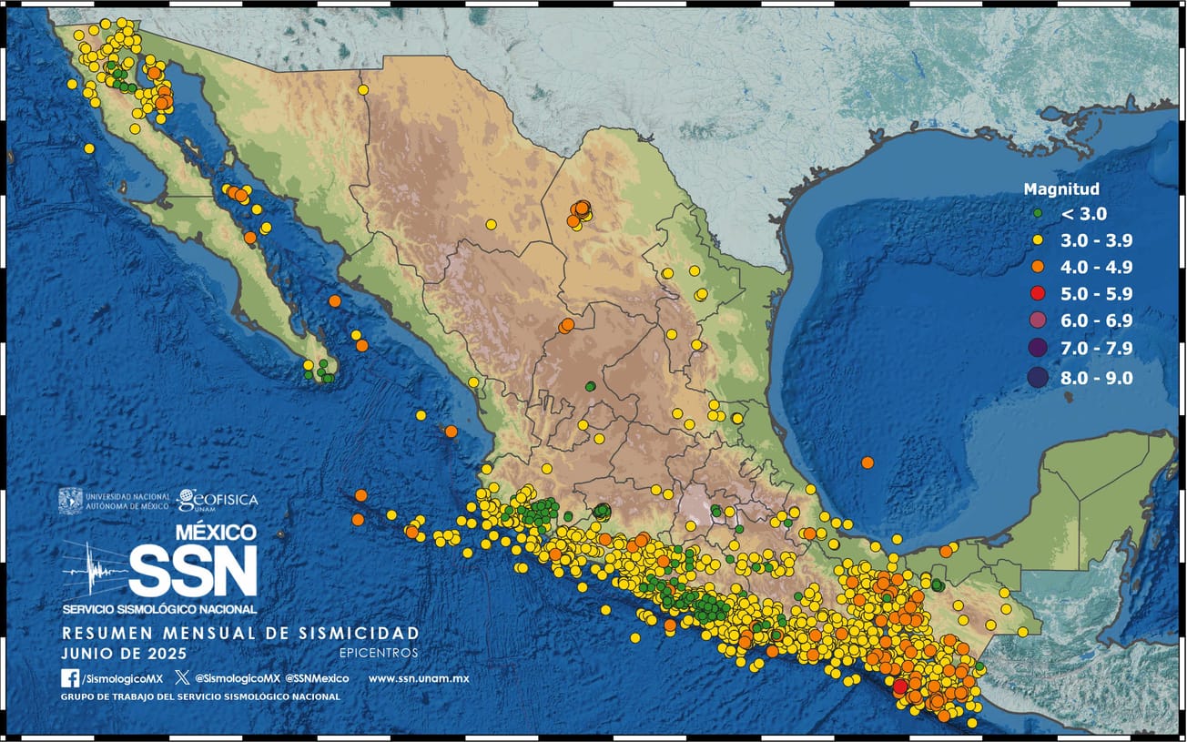 Julio registró 3,501 sismos en México, 41% más que junio: SSN