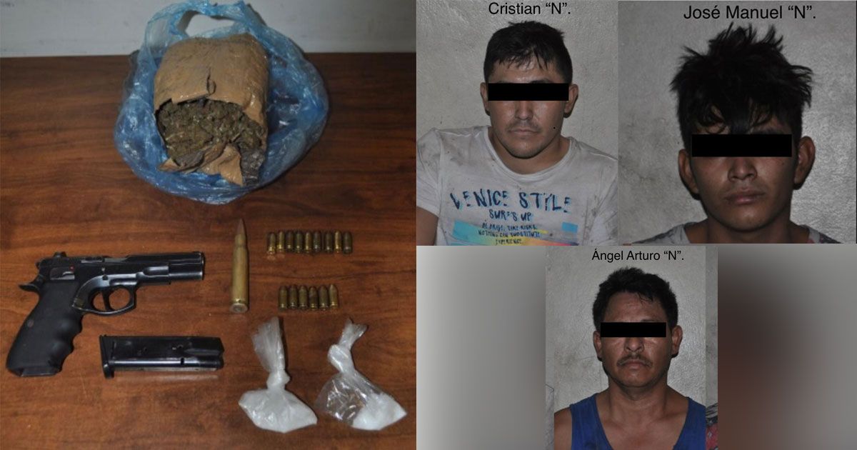 Detenidos con drogas y armas en Xochitepec
