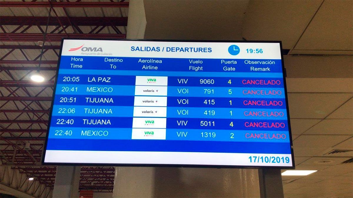 Cancelan vuelos en Culiacán luego de balaceras