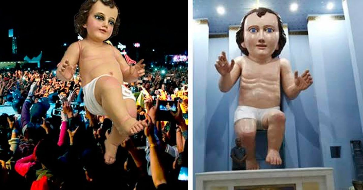 Figura gigante de Niño Dios causa revuelo en redes sociales