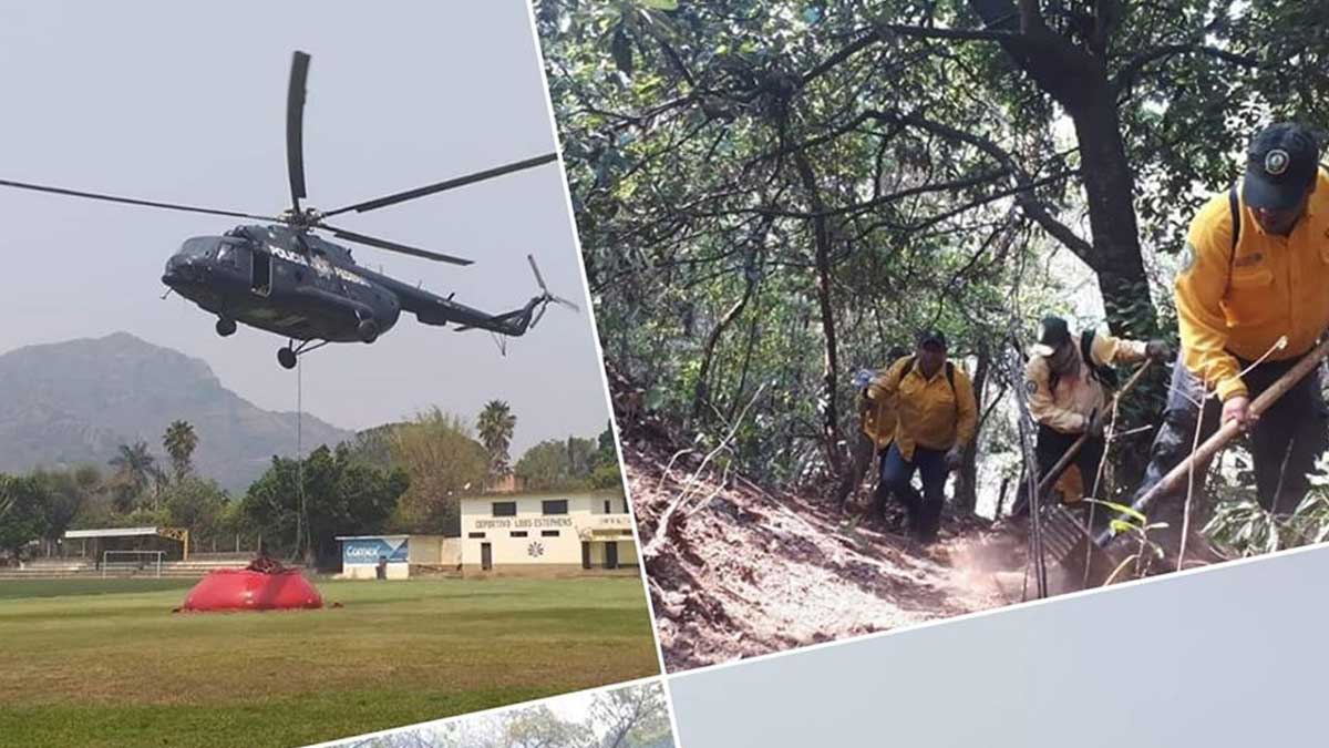Por aire y tierra trabajan para liquidar incendio