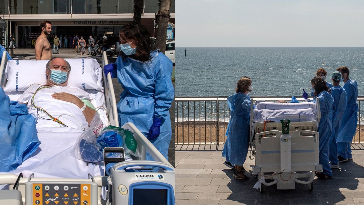 Pacientes Covid-19 salen a ver el mar en Barcelona
