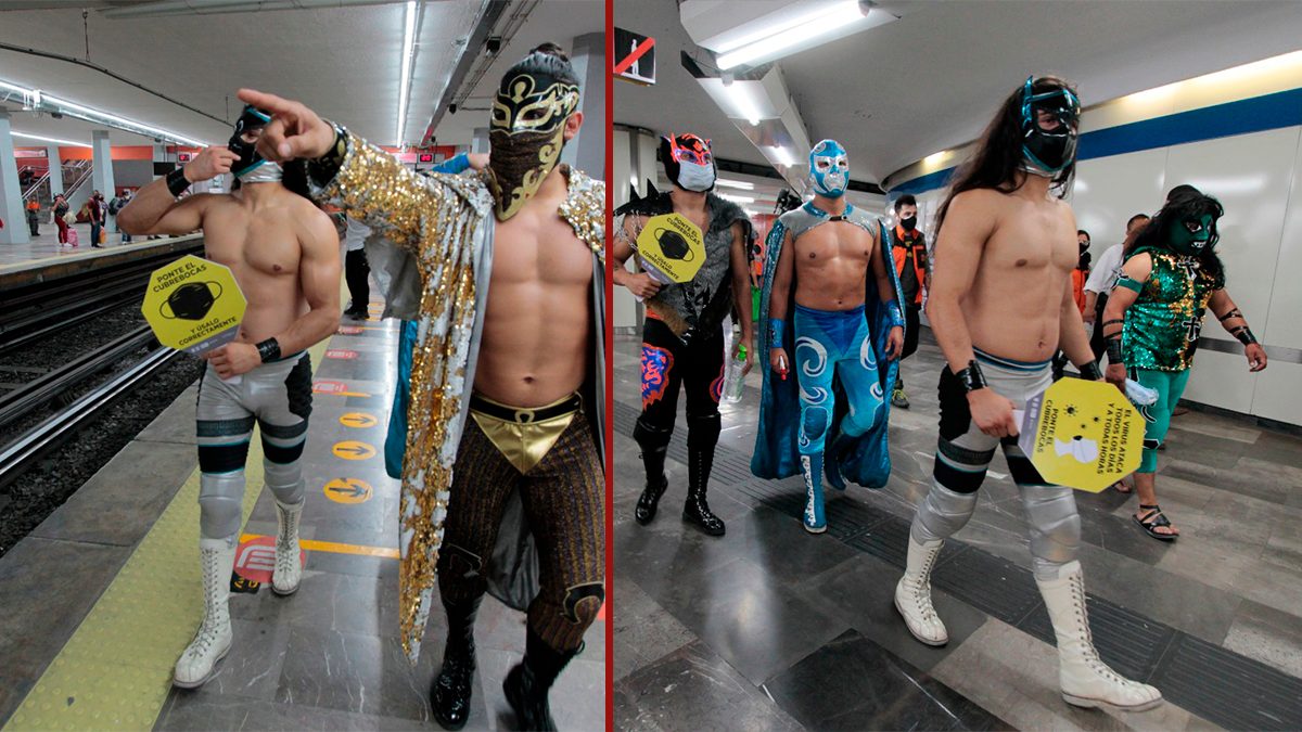 24 Morelos Luchadores en Metro CDMX Cubrebocas