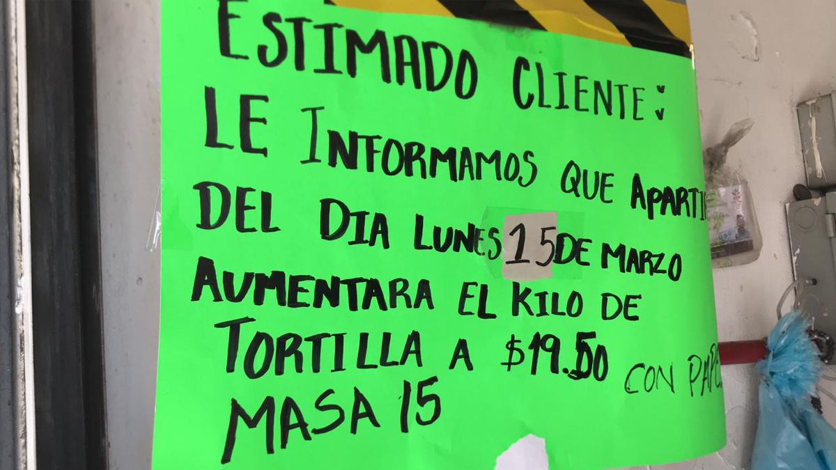 Aumenta precio del kilo de la tortilla en Morelos