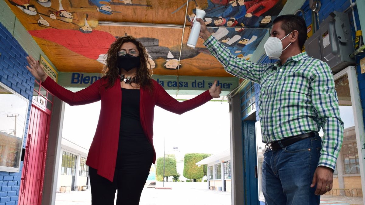 PC Morelos revisa aplicación de medidas sanitarias en escuelas