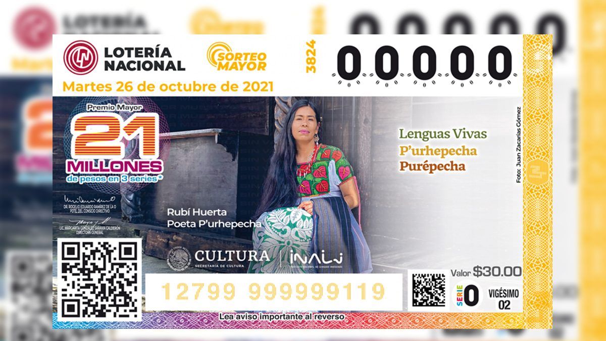 Presenta Lotería Nacional billete en conmemoración de la lengua purépecha