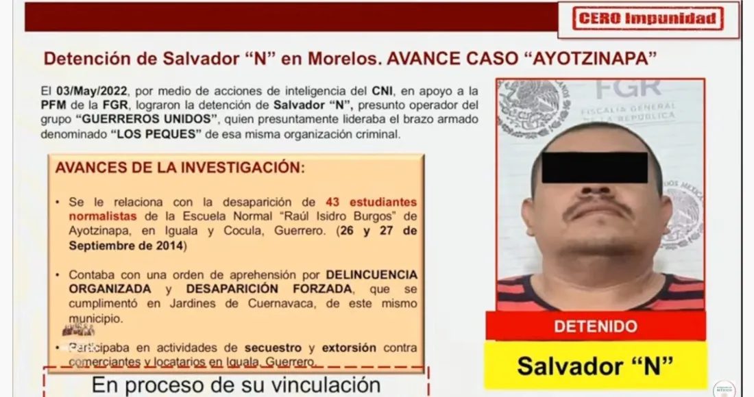 Detienen a presunto operador de Guerreros Unidos implicado en caso Ayotzinapa